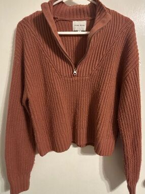 Pink Rose Women's Mauve Zip-Neck Ribbed Sweater